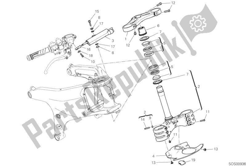 All parts for the Steering Assembly of the Ducati Superbike Panigale V4 S Corse 1100 2019